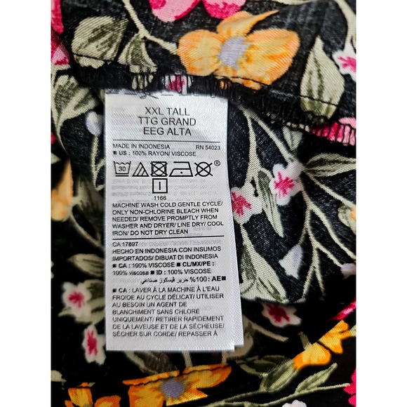 Old Navy ~Woman Size XL TALL~ Black Pink Floral Shirt Oversized Blouse Top NWT. - Picture 12 of 12